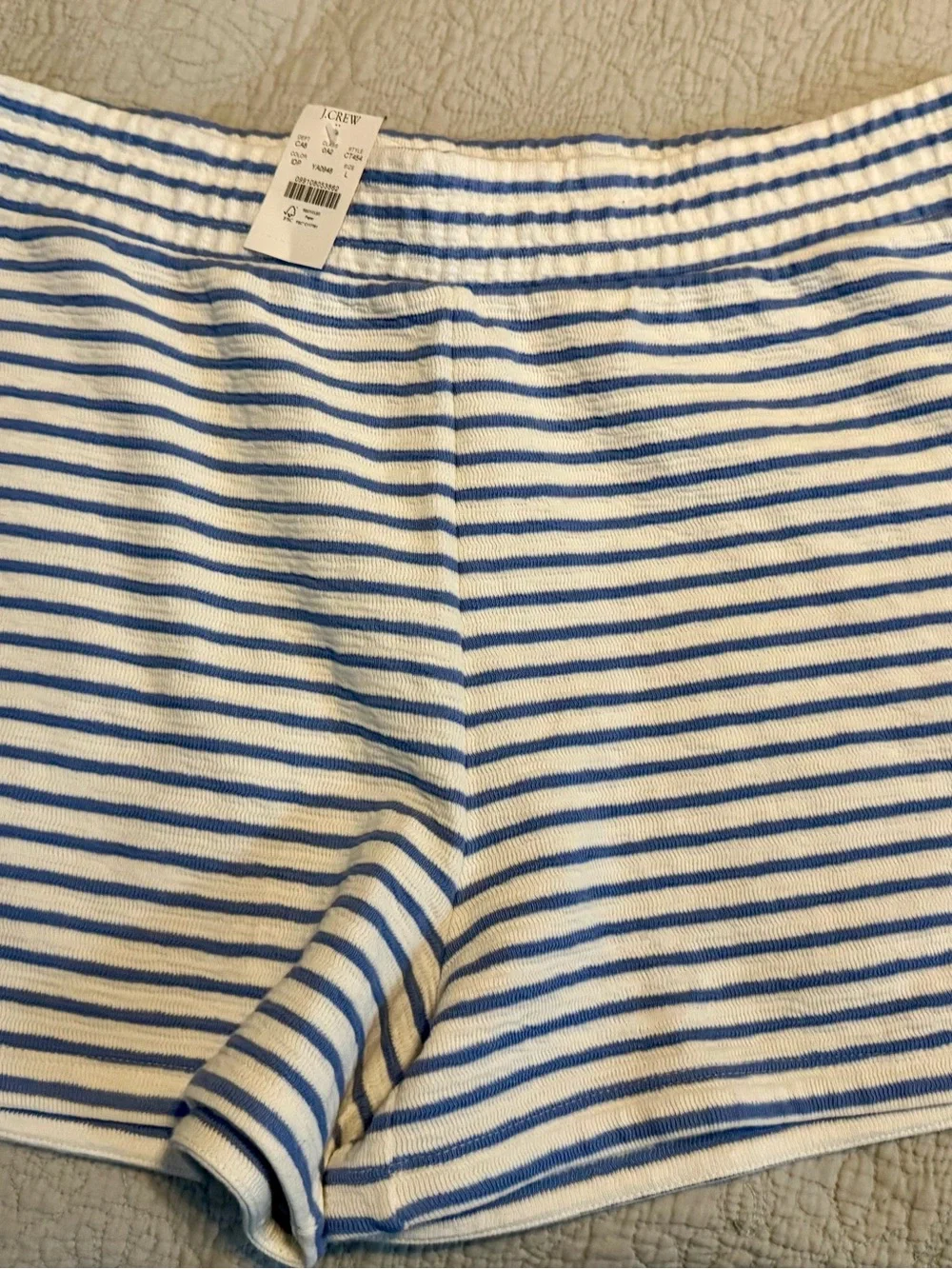 J Crew Jacquard striped crewneck sweatshirt with matching shorts